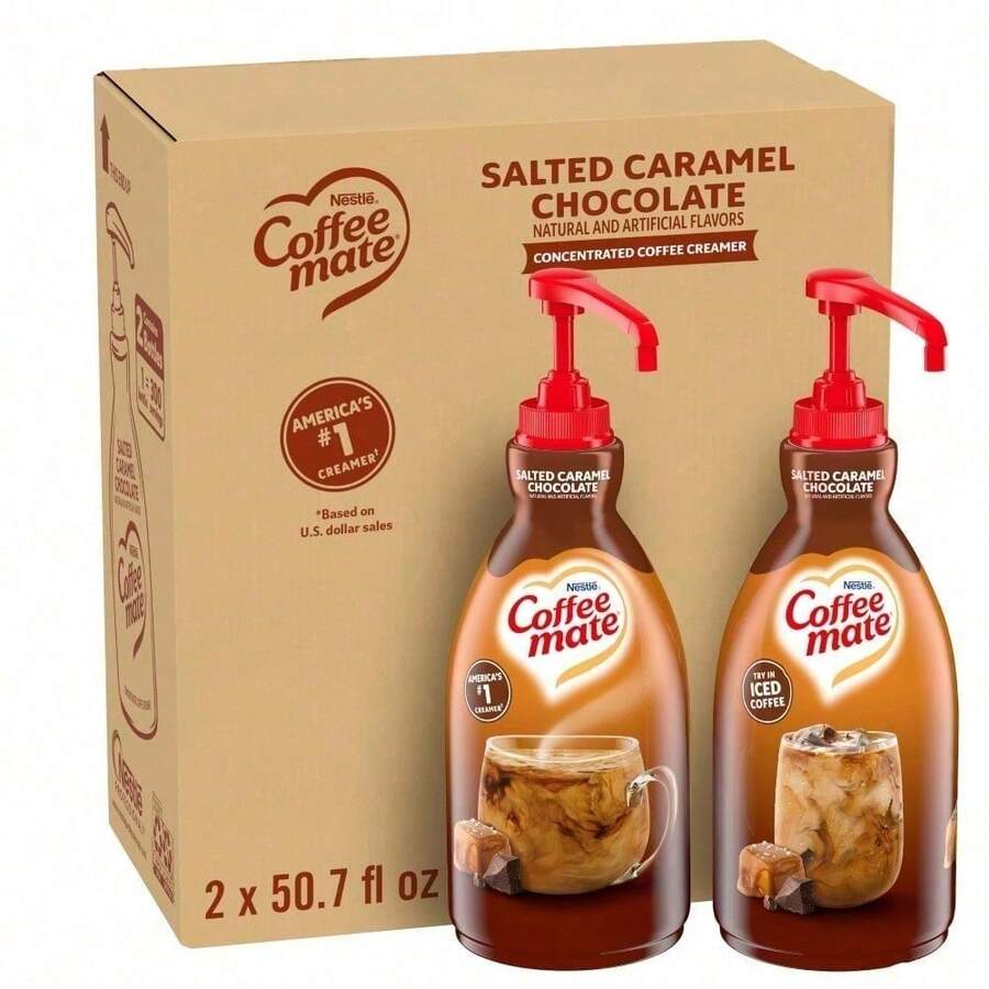 Nestle' Nestle Coffee Mate Coffee Creamer, French Vanilla, Concentrated Liquid Pump Bottle, Non Dairy, No Refrigeration, 50.7 Fl Oz (Pack Of 2) - Salted Caramel Chocolate - View 1
