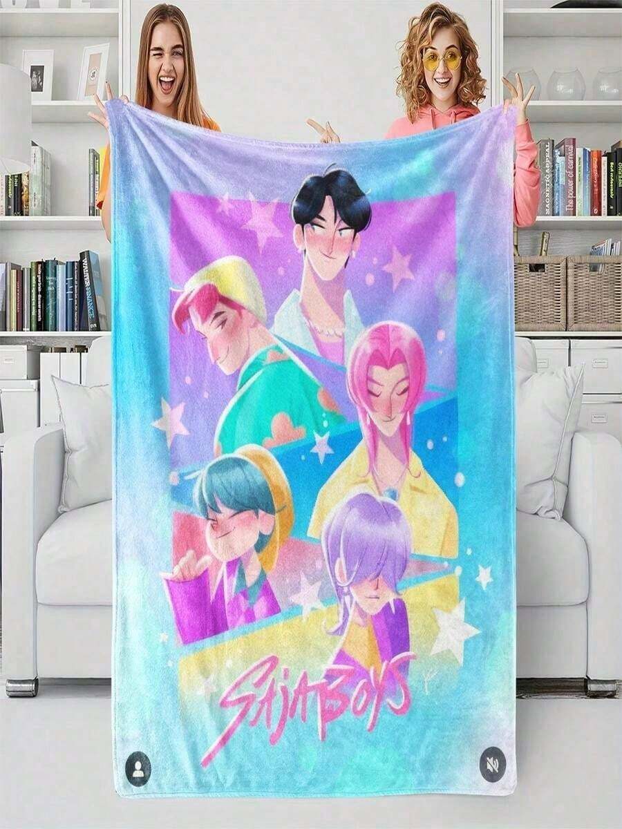 Hunters Theme Blanket, Hot Anime Print Flannel Throw Blanket, Perfect Fan Gift Blanket, Home Casual Warm Blanket (2) Flannel Blanket, High-Definition Printing Process, Suitable For All Seasons, A Great Gift For Friends, Best Friends, Brothers And Sisters, Parents, For Various Holidays, Parties, Father's Day, Graduation Gifts, Anniversaries, Christmas And Other Occasions.-280gsm - 彩色 - 查看 1