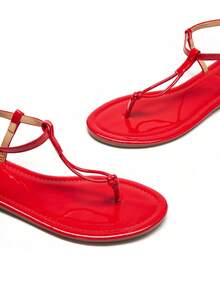 Trivaya Women Plain Simple Flat Sandals, Casual Daily Wear For Summer - Red - View 5