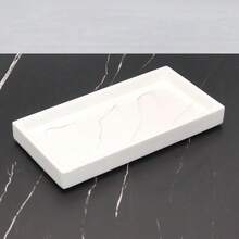 Bandeja de baño de lujo, organizador para pasta de dientes, cepillo de dientes y otros artículos de baño esenciales - bandeja pequeña de fondo plano - Ver 15