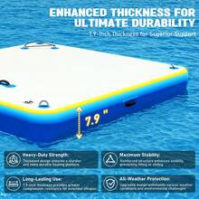 Non Slip Inflatable Air Dock Platform, Floating Island Raft With Rope Ladder, 6FT 7FT 8FT 10FT 12FT - 灰藍色 6 x 6 英尺 - 查看 10