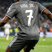 Rea L Madrid Third Grey Soccer Jersey #7 Vini Jr., 2024/25 Football Shirt With La Liga Patches - 灰色 - 查看 3
