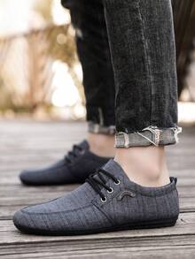 Plus Size 48 Spring/Summer Men's Old Beijing Cloth Shoes, Korean Fashion Breathable Canvas Shoes, Versatile Casual Loafers, Work Shoes - Black - View 8