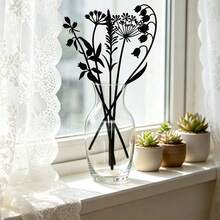 5 pièces Piquets de décoration de pot de fleurs sauvages en métal noir, artisanat en fer forgé créatif pour l'extérieur, style rustique, convient pour la décoration de la maison, les piquets d'art, le balcon ou une utilisation toute l'année - Noir - Voir 2