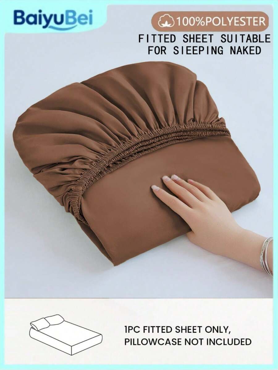 1 buah Sprei Fitted Warna Polos Cokelat Super Lembut, Perlengkapan Tempat Tidur, Sprei Fitted Ringan, Penutup Kasur, Desain Kantong Dalam Hingga 11,8 Inci, Lembut & Bernapas, Cocok untuk Tempat Tidur Ukuran Single, Double, Queen, King, Semua Musim, Dekorasi Kamar, Dapat Dicuci dengan Mesin - Coklat - View 1