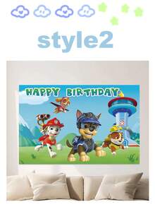 Phông nền sinh nhật chủ đề Paw Patrol, 6 kiểu dáng độc đáo với các nhân vật biểu tượng và họa tiết "Chúc mừng sinh nhật" vui tươi, vật trang trí tiệc đa năng cho các buổi lễ theo chủ đề, tiệc sinh nhật và chụp ảnh, hoàn hảo để tạo không khí vui vẻ, đáng nhớ tại bất kỳ sự kiện nào. - tranh cuộn treo - Xem 4