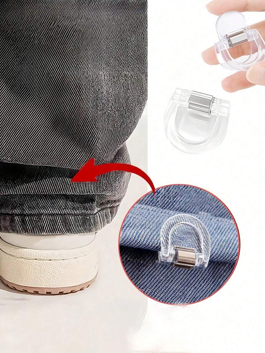 2/6pcs Upgraded Invisible Pants Leg Fastener No Sew Adjustable Pant Cuff Clips Anti Drag Trouser Length Fixing Clips Daily Clothing Accessories