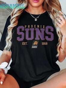 Camiseta vintage de los Phoenix Suns de los 90 de manga corta, sudadera con cuello redondo de los Phoenix Suns, sudadera con capucha retro para mujeres y hombres, baloncesto, Navidad. 100% algodón. - Negro 6 - Ver 6