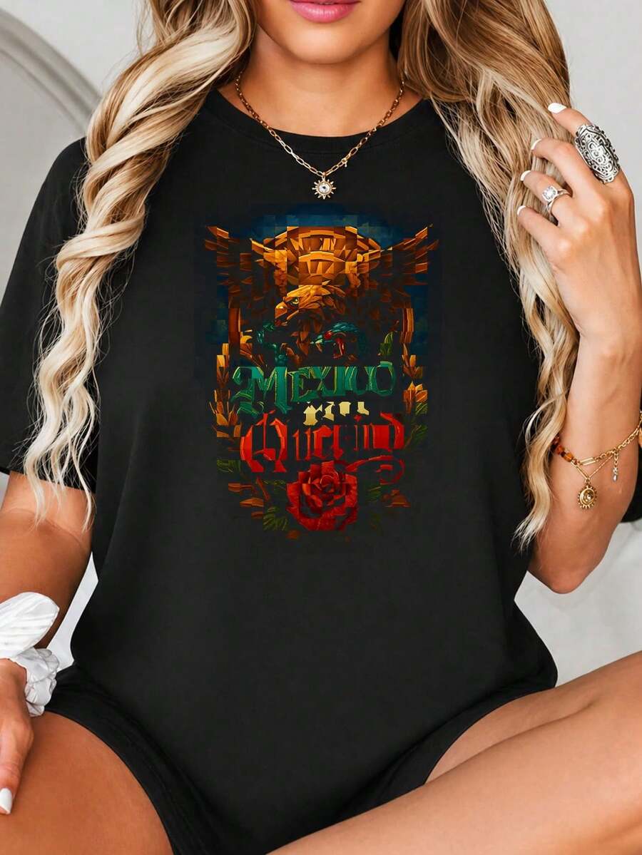 Diseño de impresión gráfica México Forever con colores Águila, Rosa, Fl-ag mexicano, Estilo de Arte Collage Vintage para Decoración Doméstica y Arte de Paredes.jpgRegalos personalizados: Camisetas para mujer con estilos modernos, hippies, casuales y minimalistas. Ropa masculina personalizada única, armarios cápsula, ropa básica/urbana para hombre. Regalos ideales para novios, familiares y amigos, adecuados para cumpleaños, vacaciones, colegio/competiciones, deportes/escalada, etc., también adecuados para la moda de otoño y actividades urbanas. Verano negro.