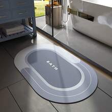 Tappetino Assorbente per Bagno, Tappeto da Doccia Antiscivolo - Ovale - Grigio scuro - Visualizzare 3