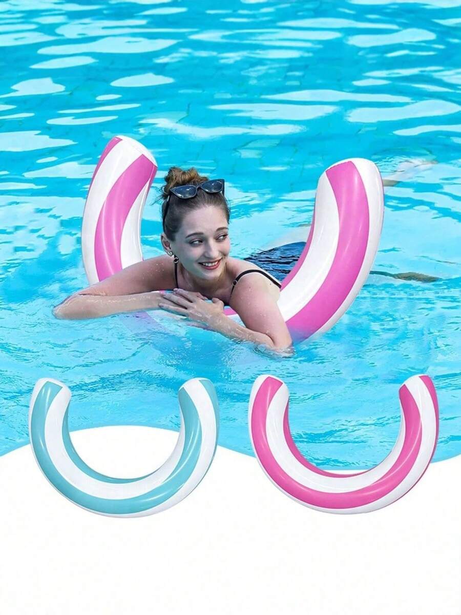 1 pieza Palo de natación inflable con diseño de caramelo en forma de U, aro de natación inflable y flotador inflable, adecuado para actividades acuáticas, piscina, playa, ideal para camping al aire libre, flotador de piscina para adultos y un imprescindible para el entretenimiento acuático de verano - multicolor - Ver 1