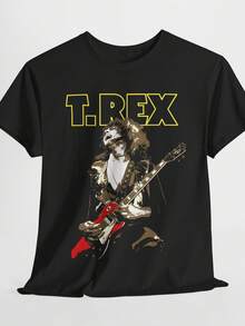 Camiseta unisex, vintage T-Rex Roca Gráfico Tee: Unisexo Concierto Camisa, ropa de mujer blusas para dama casuales camisas de mujer blusa blusas para mujer camisas, Gráficas impreso Amigable con la piel, estilo de los 90 Retro, Ropa Urbana, De Moda casual Camisetas, Gráficas impreso Amigable con la piel, estilo de los 90 Retro, Ropa Urbana, De Moda casual camisetas - Negro - Ver 5