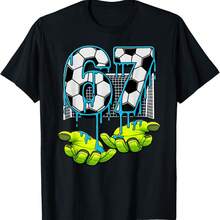 Soccer 67 Six Seven Funny Gen Alpha Meme Drip T-Shirt - Black - View 1