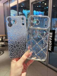 Paillettes, Strass Rhombus Électroplaqué Léopard Pailleté Étui de Téléphone Souple Compatible Avec IPhone 7/8/11/11 Pro/11 Pro Max/12/12 Pro/12 Pro Max/13/13 Pro/13 Pro Max/14/14 Pro/14 Pro Max/15/15 Pro/15 Plus/15 Pro Max - Argent - Voir 2