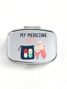 Square Pill Box, Printed Capsules, Pill, Letter, Medicine Bottle Patterns, Portable Pill Storage Compartments, Mini Metal Storage Box, Portable Jewelry And Pill Box, Travel Pill Case, Large Compartment, Weekly Pill Organizer,For Daily Medication & Vitamins, Essential For Doctors And Nurses, Emergency Needs, Travel, Hiking Emergency Rescue, Personalized Creative Gift With Cartoon Logo - Multicolor - View 13