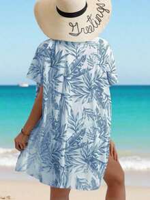 Swim Lushoire Tankini con estampado de plantas - Celeste - Ver 2