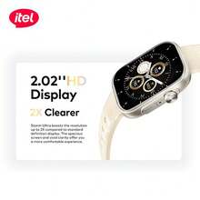 Itel Storm Ultra ISW-023 智能手表，蓝牙 5.3 通话，2.02 英寸 TFT 触摸屏，IP68 级防水，100 多种运动模式，心率监测，黑色 - 黑色 - 查看 8