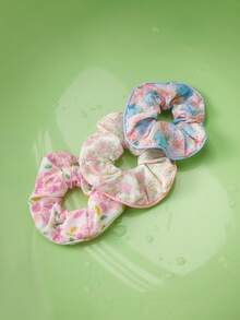 Trivaya 3pcs/Set Floral Scrunchies, Oversized Hair Ties, Cute Ponytail Holders, Back To School ,Gifts Hair Accessories Head Accessories Elastic Band Hair Rubber Bands - Multicolor - View 1