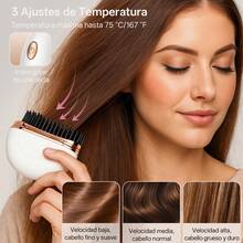 ANTSAY Cepillo Alisador De Cabello, Mini Cepillo Alisador de Pelo, Cepillo Alisador Inalámbrico Portátil, Protección Antiquemaduras, Anti Encrespamiento,Peine Alisador de Hay 3 Configuraciones de Temperatura - Blanco - Ver 5