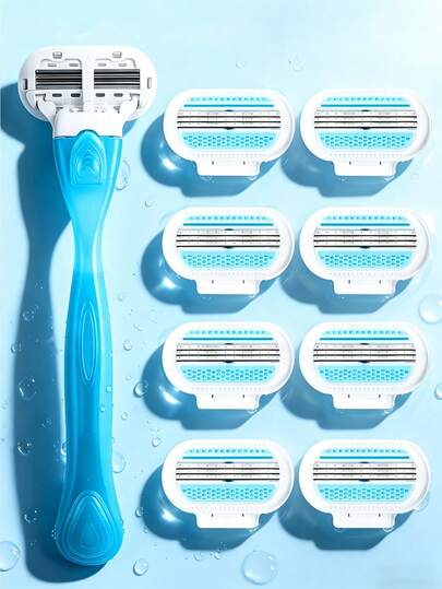 Women's Bikini Shaver, 3-Layer Stainless Steel Blades, Replaceable Heads, For Intimate Areas, Armpits And Legs, Essential Beauty Salon And Travel Item
