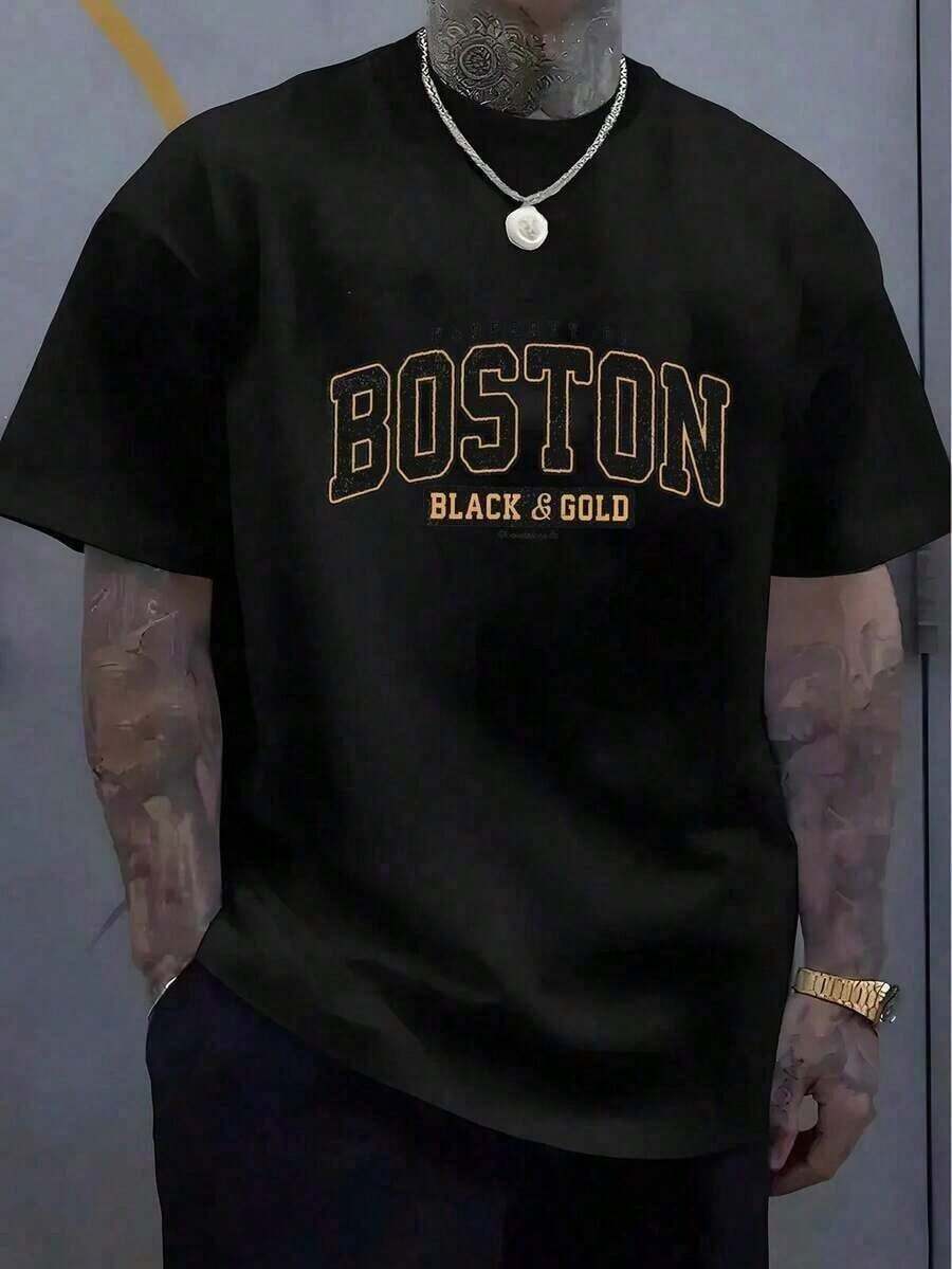 short-sleeveCamiseta hombre cuello redondo y manga corta.Estilo casual con estampados modernos y cómodos.Para hombres y mujeres, estilo pareja, pareja, camiseta de manga corta con estampado de moda100% Cotton - Negro - Ver 1