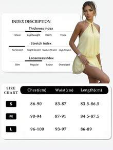 Perirose Vestido corto elegante de mujer de tirantes finos color amarillo claro con diseño calado y volantes en el bajo, vestido de verano sexy y romántico para vacaciones - Amarillo - Ver 3