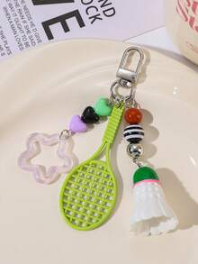 1pc Dopamine Inspired Handmade Feather Ball Keychain, Hollow Star Beaded Pendant, Cute Accessory For Bags, Couples Gift Accessories Keychains Teacher Gift Birthday Gift Charms Key Chain Bag Charm - Multicolor - View 11