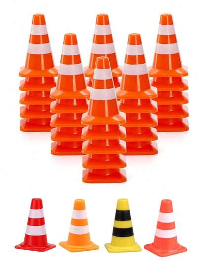 Mini Plastic Traffic Cones, Mini Traffic Signs, Barriers, Traffic Scene Barriers, Miniature Fence Barrier Signs, Construction Road Cone Barrier Set, Barrier Model Mini Parking Signs, Suitable For Sandbox, Engineering, Construction, Role-Playing Games