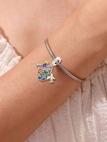 1 pieza Colgante de joyería con diseño de árbol de coco brillante y marino, adecuado para hacer pulseras de mujer - rosario - Ver 4