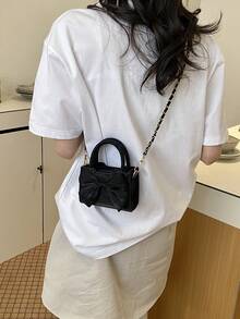 迷你蝴蝶结手提包，星空女孩爱心手提包/斜挎包，可爱链条小方包 - 彩色 - 查看 5