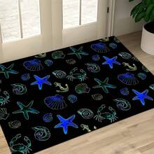 1 pieza Alfombra de gel de sílice con estampado de criaturas marinas, alfombra rectangular lavable para sala de estar, dormitorio, pasillo, baño, lavandería - Alfombra de poliéster, adecuada para decoración del hogar interior y exterior - Multicolor - Ver 8