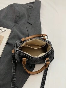 Túi xách đeo vai dáng xô lớn bằng rơm đan mới dành cho nữ, dung tích lớn. - màu đen - Xem 7