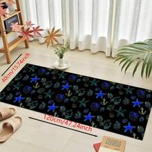 1 pieza Alfombra de gel de sílice con estampado de criaturas marinas, alfombra rectangular lavable para sala de estar, dormitorio, pasillo, baño, lavandería - Alfombra de poliéster, adecuada para decoración del hogar interior y exterior - Multicolor - Ver 18