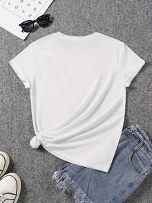 Camiseta con estampado californiano de verano 2026, camiseta para mujer, holgada y suave, adecuada para uso diario, conjuntos de vacaciones, prenda de moda urbana. - Blanco - Ver 3