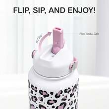 1 pieza Botella de agua de acero inoxidable aislada al vacío de 32 onzas, con estampado de leopardo, a prueba de fugas, conveniente para el gimnasio, deportes, viajes y uso al aire libre - Multicolor - Ver 3