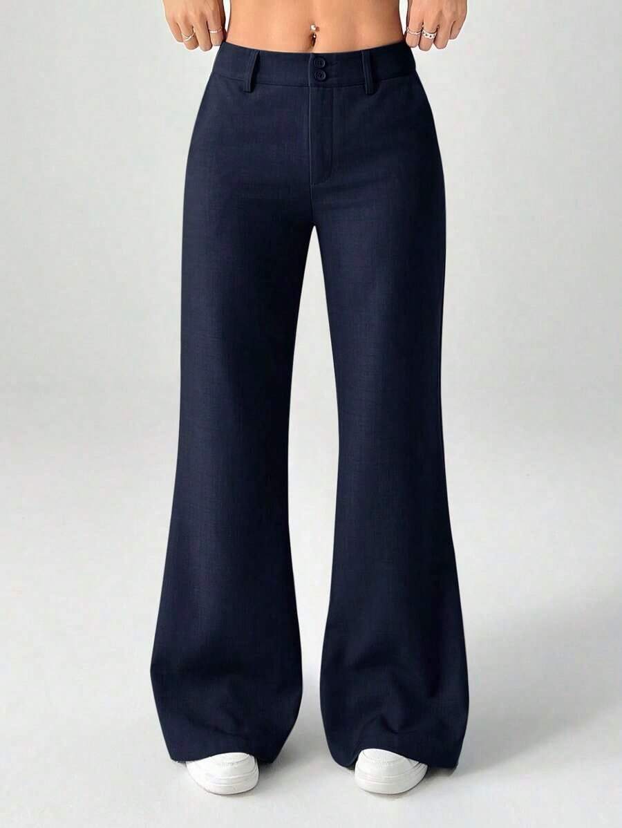 Nuevos pantalones de traje de estilo casual de cintura baja para otoño e invierno - Azul marino - Ver 1