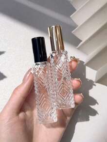 1, 2 Or 4pcs 0.41oz Aluminum Spray Head Glass Bottle, Diamond Pattern Mini Spray Bottle For Perfume Decanting - Multicolor - View 3