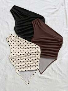 Blusa de mujer con escote asimétrico fruncido sin mangas de moda Y2K - Multicolor 4 - Ver 2