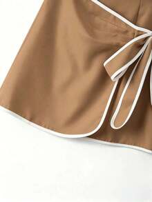 Falda envolvente casual para mujer - Caqui - Ver 5