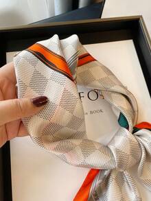 1pc Versatile Elegant Professional Flight Attendant Style Neckerchief - Square Orange Rice - View 5