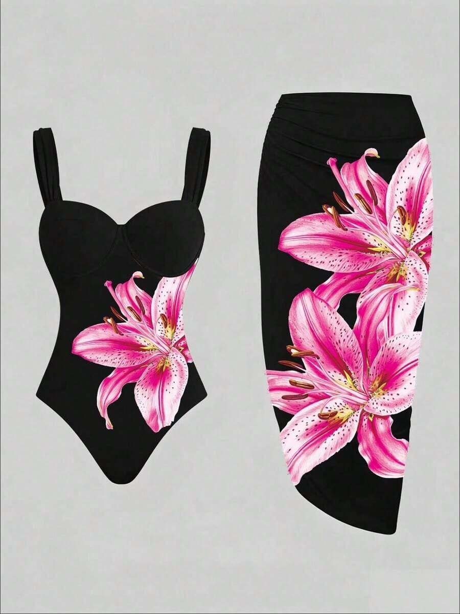 Swim Oasis Traje de baño de una pieza con estampado floral para mujer, verano - Multicolor 6 - Ver 1