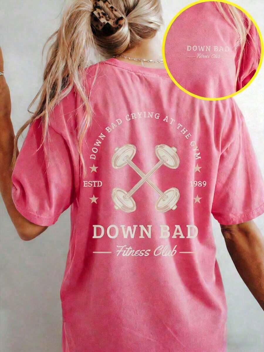 Women's Round Neck Shirt With Sporty Print - Casual Round Neck Blouse - Lightweight T-Shirt Suitable For All Seasons, Women's Cotton Beach Top - 風格二 - 查看 1