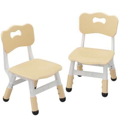 Sillas infantiles (paquete de 2), sillas de plástico para niños y niñas de 2 a 6 años, carga máxima de 82 kg, altura ajustable en 3 niveles, para el hogar o guardería.
