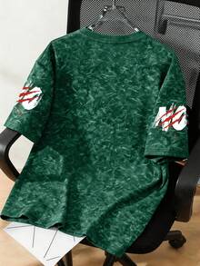 Teenager Clothing, Boys Tee, Casual Loose Fit Graphic Tee With Personalized Slogan Design - Round Neck Short Sleeve T-Shirt, Machine Washable - Perfect Summer Gift, Suitable For School And Outdoor Wear In Spring/Summer - Dark Green - View 2