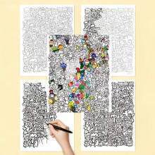 高品质成人控笔线条画减压艺术素描本，A4尺寸 - 包含24幅精心设计的不同高度复杂图案线条素描，沉浸式控笔线条画练习纸，专业艺术绘画用品，适合成人在工作休息时间进行绘画和素描练习，24种不同图案，适合初学者，训练专注力和观察力，是送给家人、朋友和同事的理想节日礼物、生日礼物和派对礼品。 - 彩色 - 查看 4