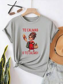 Camiseta vintage mexicana con la frase en español "Te calmes o te haré calmarte" - frases retro divertidas para mamás, impresión duradera, adecuada para uso casual, lavable a máquina, ropa y regalo de moda en español. - Negro - Ver 8