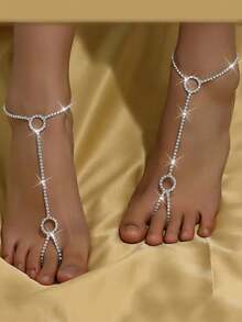 1 Pair Minimalist Personalized Round Toe Ring Anklet, Versatile Sexy Beach Accessory For Women - Silver - View 6