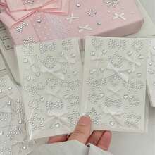 Calcomanías autoadhesivas de perlas y diamante de imitación, formas lindas de corazón/nota musical/estrella para scrapbooking, tarjetas fotográficas, envoltura de regalos y decoración de fiestas - Multicolor - Ver 21