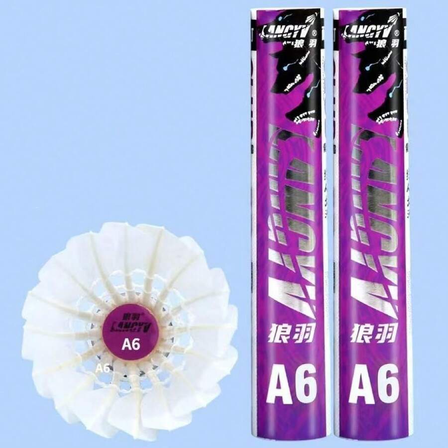 12个/套羽毛球，稳定性极佳。稳定高速羽毛球。经久耐用，适用于室内外训练和运动，适合健身教练、业余爱好者、初学者、家庭以及羽毛球比赛。