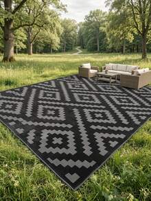 1pc Nordic Modern Classic Geometric Rhombus Pattern Outdoor Rug/Carpet/Area Rug/Doormat, Suitable For Entryway, Balcony, Garden, Outdoor, Patio, Living Room, Soft And Machine Washable, Home Decor - Multicolor - View 8